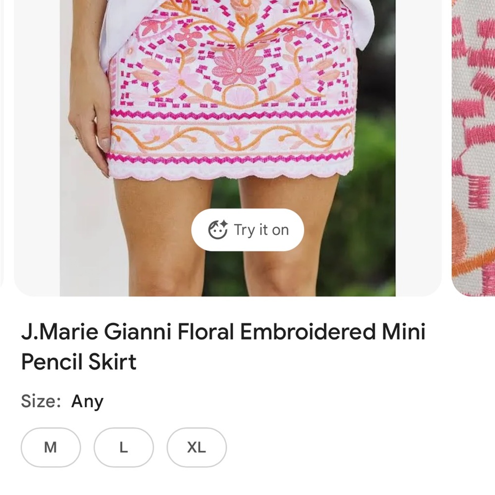 J. Marie Floral Embroidered Mini Pencil Skirt - Picture 4 of 4